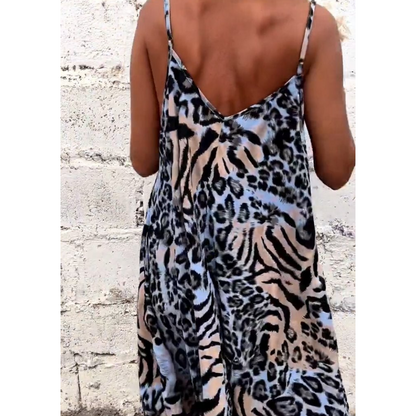 Leopardo Patrón de spaghetti-maxikleid