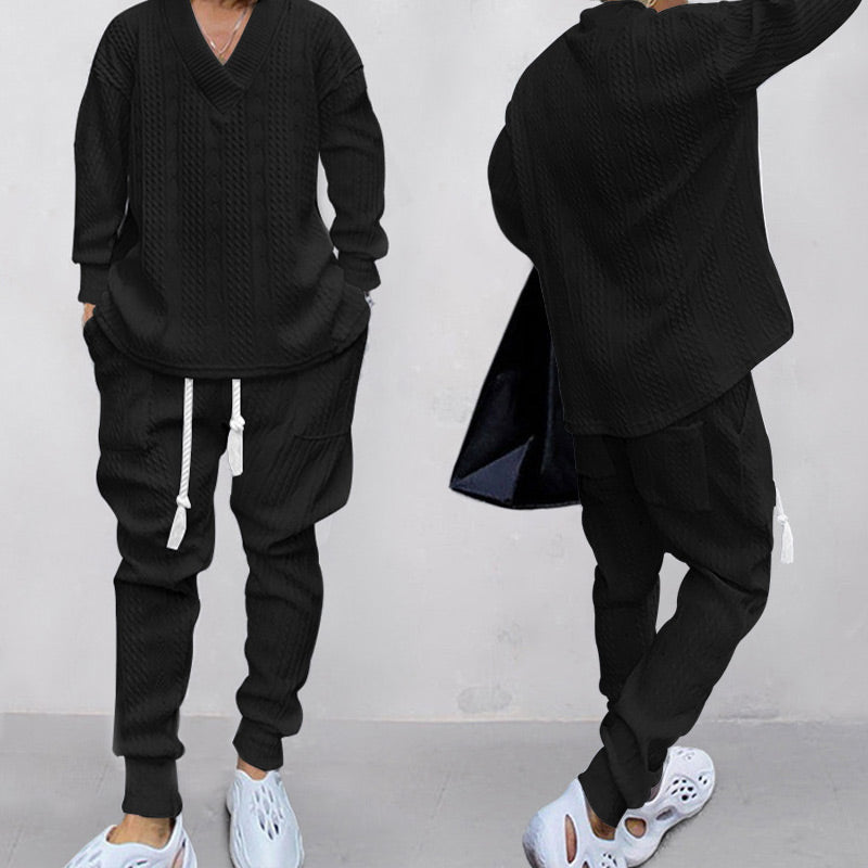 💥 Kommt heute versandkostenfrei an 💥 2-teiliges Herren-Set aus Baggy-Sweatshirt mit V-Ausschnitt und Jogginghose