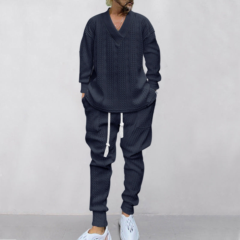💥 Kommt heute versandkostenfrei an 💥 2-teiliges Herren-Set aus Baggy-Sweatshirt mit V-Ausschnitt und Jogginghose