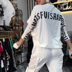 Zweiteiliges Set aus Oberteil und Hose mit Buchstaben-Print für Damen