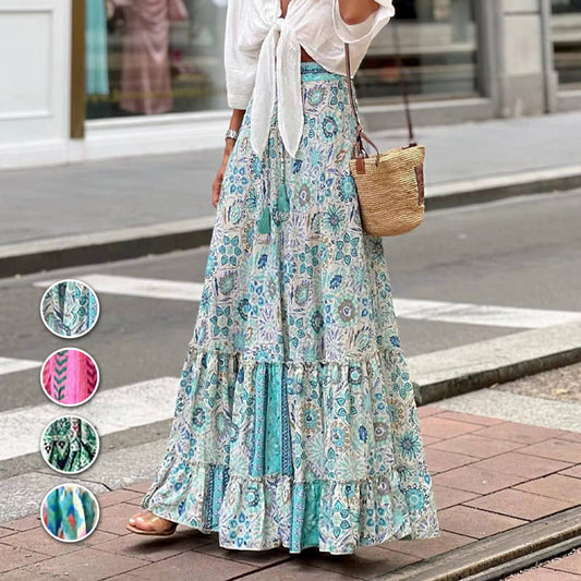 Falda de media longitud con estampado de vacaciones de verano
