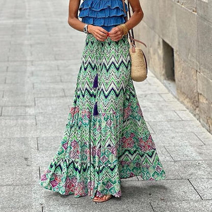 Falda de media longitud con estampado de vacaciones de verano