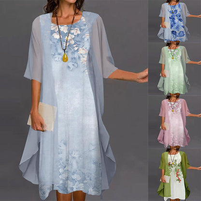 🌸Elegante conjunto de vestido con estampado floral para mujer.