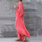 🌹Frühjahrsverkauf 50% RABATT🌹2-teiliges Set aus Chiffon mit lockerem Oberteil und weiten Schlitzhosen