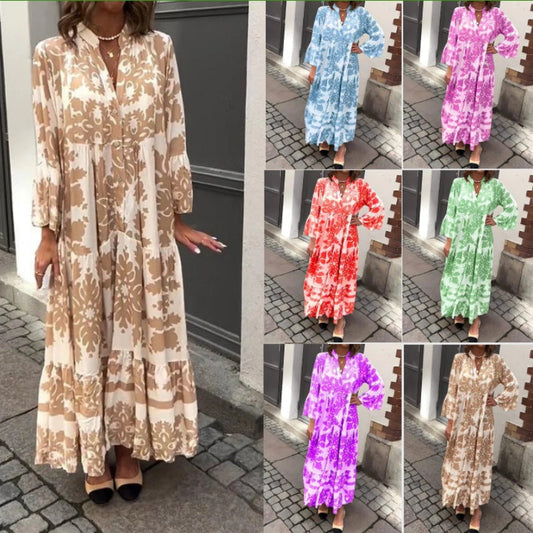🌸Vestido de temporada 47% de descuento🌸Vestido largo con estampado bohemio