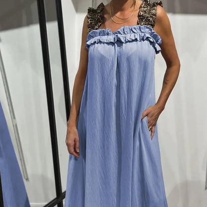 💕Vestido largo informal sin mangas con bolsillos para mujer