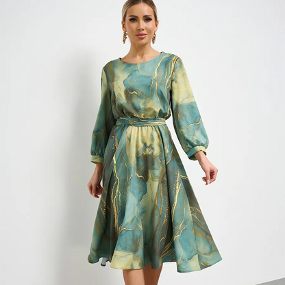 🌸Ofertas de primavera🌸 Vestido degradado verde esmeralda bañado en oro