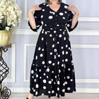 Elegantes Damen Polka-Dot-Kleid mit V-Ausschnitt