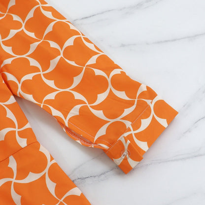 Vestido de moda y estampado naranja con 3/4 mangas para mujeres