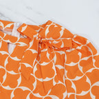Trendiges, orange bedrucktes Kleid mit 3/4-Ärmeln für Damen