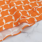 Trendiges, orange bedrucktes Kleid mit 3/4-Ärmeln für Damen