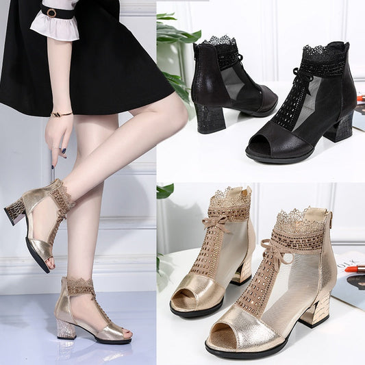 Sandalias de malla casual con un juego de dedo abierto para mujeres