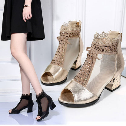 Sandalias de malla casual con un juego de dedo abierto para mujeres