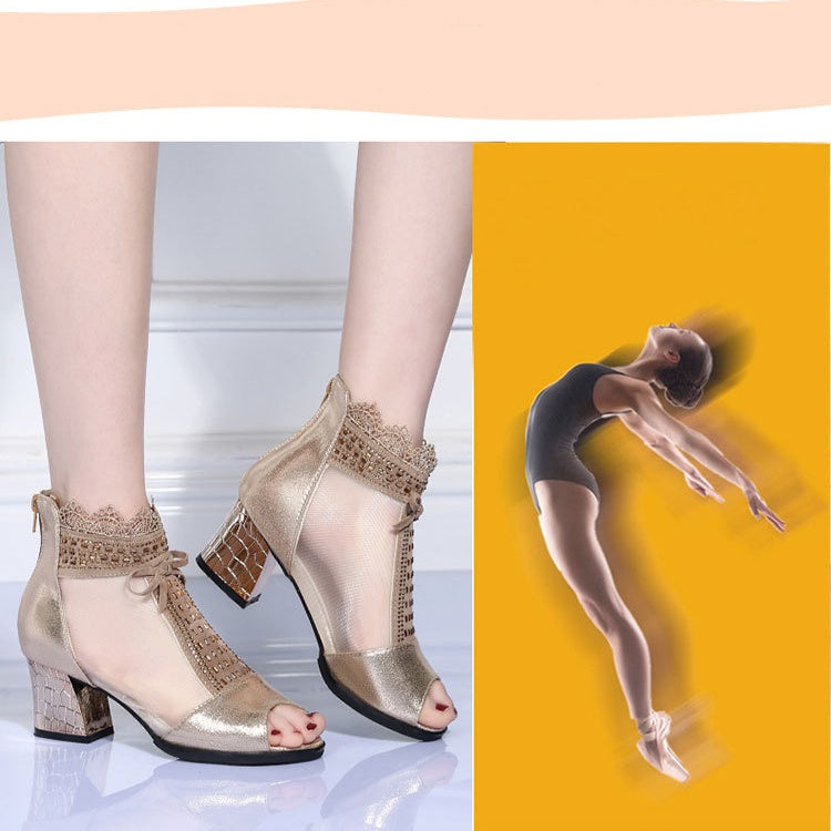 Sandalias de malla casual con un juego de dedo abierto para mujeres