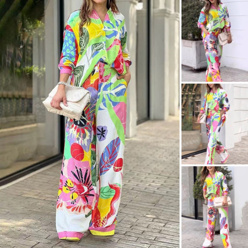 Damen zweiteiliges Set mit lebendigem Muster
