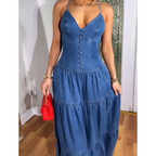 Sexy rückenfreier Jumpsuit mit V-Ausschnitt für Damen