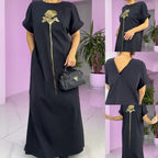 Damen Kleid mit Rundhalsausschnitt und Seitenschlitz