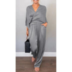 2-teiliges Wickel-Set aus Oberteil und Hose mit V-Ausschnitt für Damen💞💞