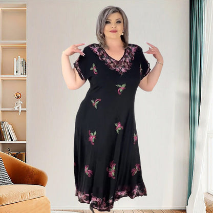 Vestido midi que fluye a la sección V de talla grande V