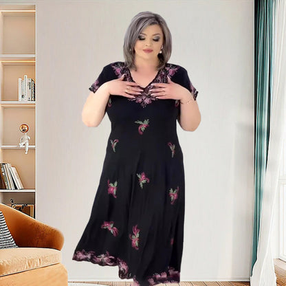 Vestido midi que fluye a la sección V de talla grande V