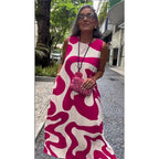 Lässiges und modisches ärmelloses Kleid mit Rundhalsausschnitt und Druck