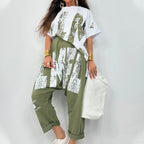 ✨Zweiteiliges lässiges Outfit mit Buchstabendruck für Damen