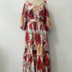 🌹 HOT SALE 49% OFF 🌹 Damen V-Ausschnitt Floral Printed Plissee Kleid