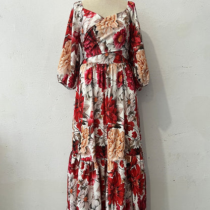 🌹 VENTA CALIENTE 49% DE DESCUENTO 🌹 Vestido plisado con estampado floral y cuello en V para mujer