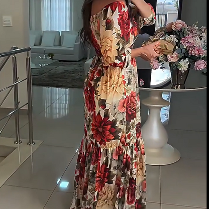🌹 VENTA CALIENTE 49% DE DESCUENTO 🌹 Vestido plisado con estampado floral y cuello en V para mujer