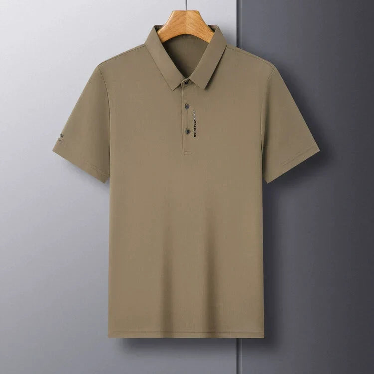 Herren Slim-Fit T-Shirt mit kurzen Ärmeln, Knopfleiste und Hemdkragen