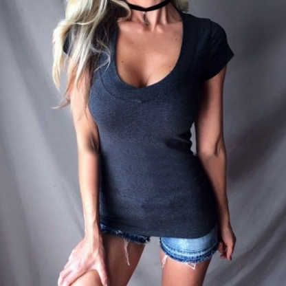 Damen Sommer Tief V-Ausschnitt Slim Tops