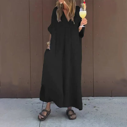 Vestido casual fluido con cuello en V para mujer🥰🌸Opciones emocionantes