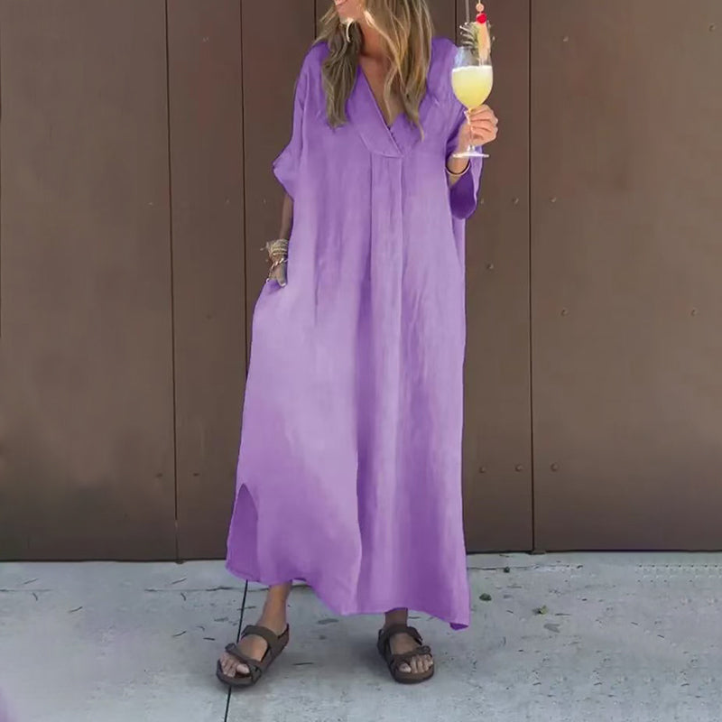 Vestido casual fluido con cuello en V para mujer🥰🌸Opciones emocionantes