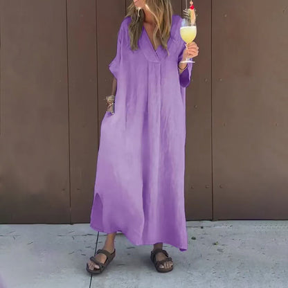 Vestido casual fluido con cuello en V para mujer🥰🌸Opciones emocionantes