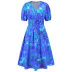Damen V-Ausschnitt Bedrucktes Freizeitkleid