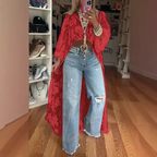 🔥Durchsichtiges, elegantes Maxi-Top mit Spitzenmuster
