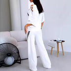 🎁 Hot Sale 49% OFF 🔥Damen gestreifte Kurzarm-Oberteile ＆ Hosen Zweiteiliges Set