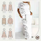 Lässiges T-Shirt mit Blumenmuster und Bustier-Rock für Frauen
