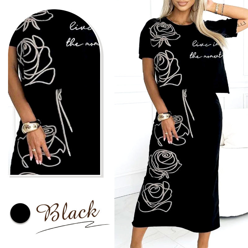 Camiseta informal con patrón de flores y roca bustier para mujeres