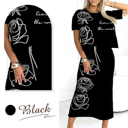Camiseta informal con patrón de flores y roca bustier para mujeres