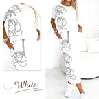 Lässiges T-Shirt mit Blumenmuster und Bustier-Rock für Frauen