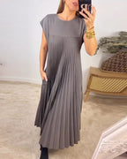 ⏳Begrenzte Zeit 50% Rabatt💥💞Damen Plissee einfaches einfarbiges Kleid