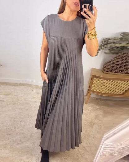 ⏳Begrenzte Zeit 50% Rabatt💥💞Damen Plissee einfaches einfarbiges Kleid