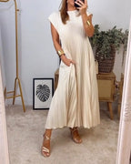 ⏳Begrenzte Zeit 50% Rabatt💥💞Damen Plissee einfaches einfarbiges Kleid
