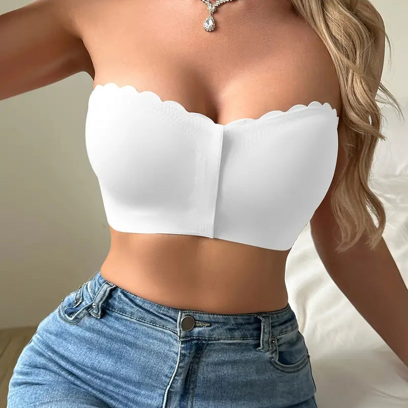 🔥 ¡Último día 50% de descuento! 🔥Sujetador bandeau sin tirantes y sin costuras con cierre frontal