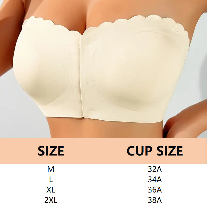 🔥 ¡Último día 50% de descuento! 🔥Sujetador bandeau sin tirantes y sin costuras con cierre frontal