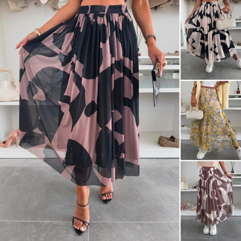 Falda maxi para mujeres con presión moderna y cintura elástica
