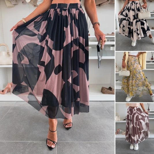 Falda maxi para mujeres con presión moderna y cintura elástica