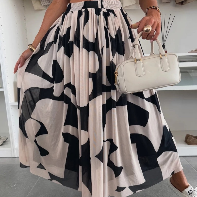Falda maxi para mujeres con presión moderna y cintura elástica