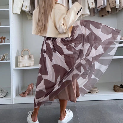 Falda maxi para mujeres con presión moderna y cintura elástica